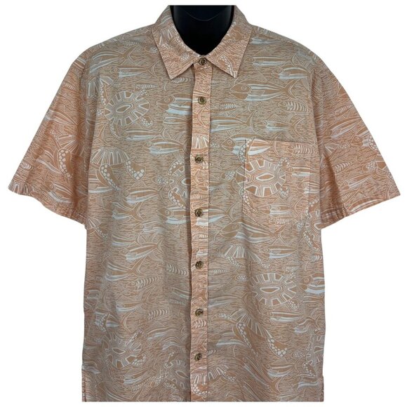 Cooke Street Honolulu Mens Short Sleeve Button Medium M Hawaiian Tribal EUC - Picture 2 of 8